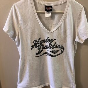 Harley-Davidson White V-Neck T-Shirt